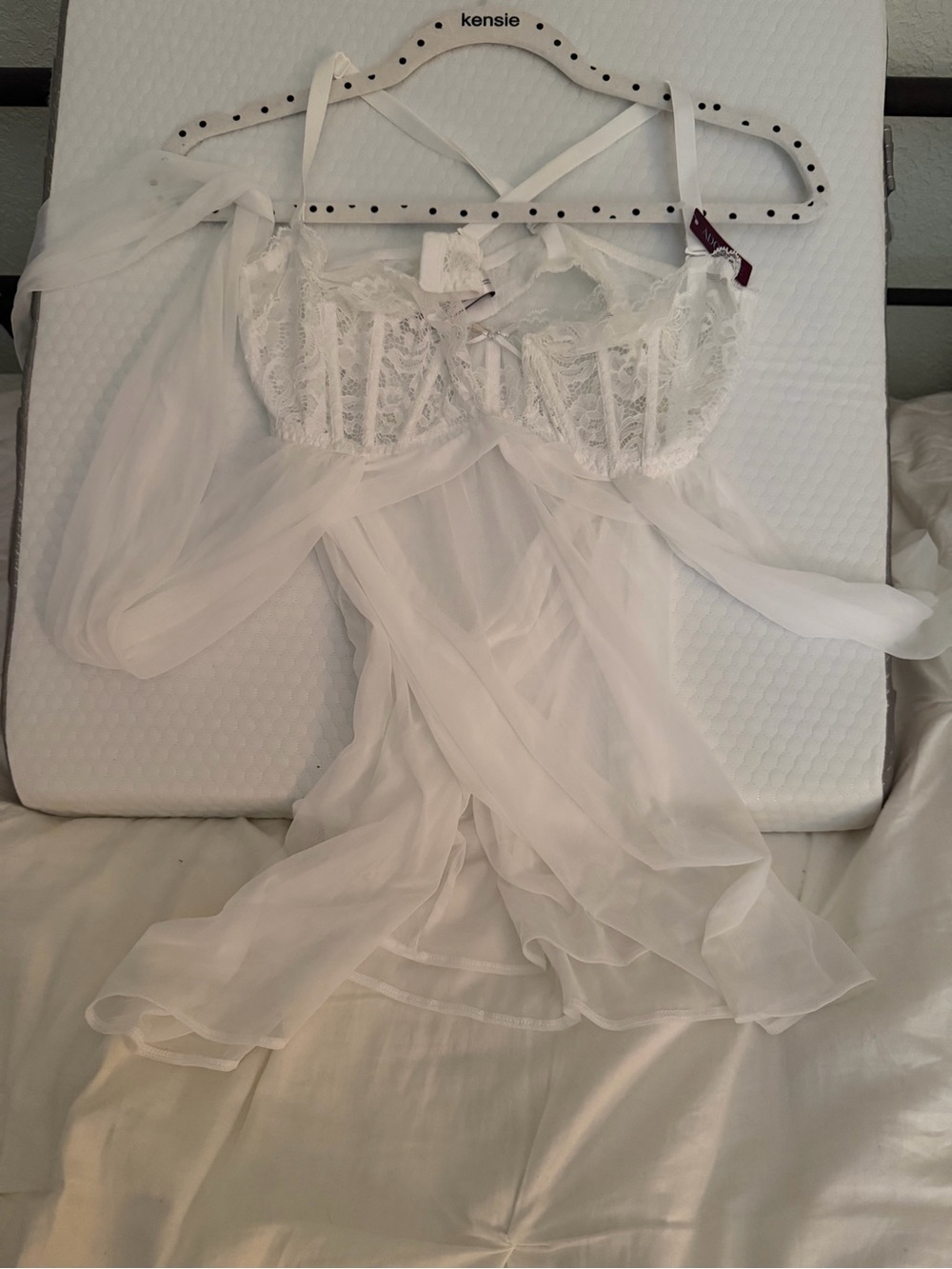 Adore Me White Lace & Sheer Babydoll Chemise - Picture 1 of 3